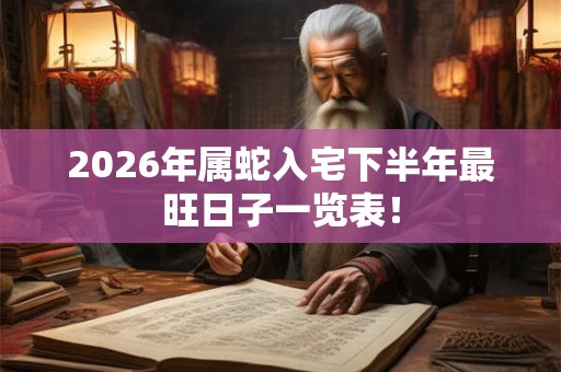2026年属蛇入宅下半年最旺日子一览表! 2026年属蛇入宅下半年最旺日子一览表!