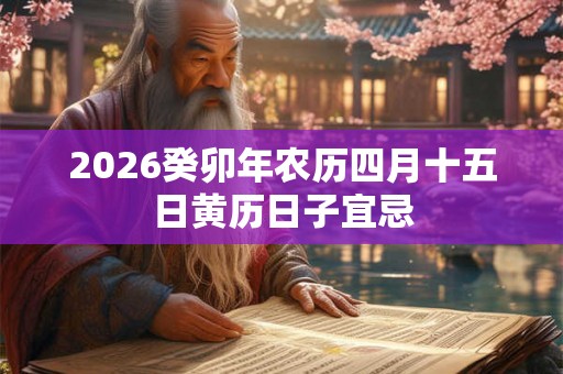 2026癸卯年农历四月十五日黄历日子宜忌 2026癸卯年农历四月十五日黄历日子宜忌