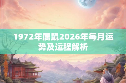 1972年属鼠2026年每月运势及运程解析 1972年属鼠2026年每月运势及运程解析