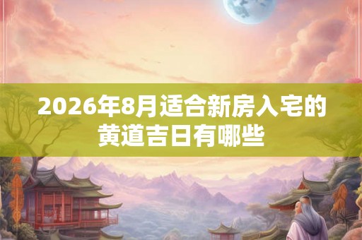 2026年8月适合新房入宅的黄道吉日有哪些