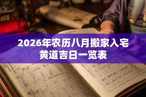 2026年农历八月搬家入宅黄道吉日一览表