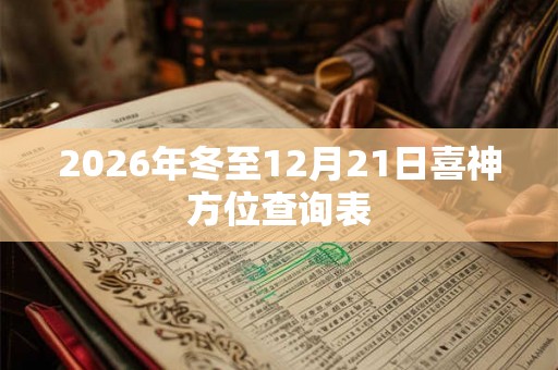 2026年冬至12月21日喜神方位查询表 2026年冬至12月21日喜神方位查询表
