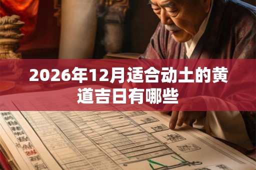 2026年12月适合动土的黄道吉日有哪些 2026年12月适合动土的黄道吉日有哪些