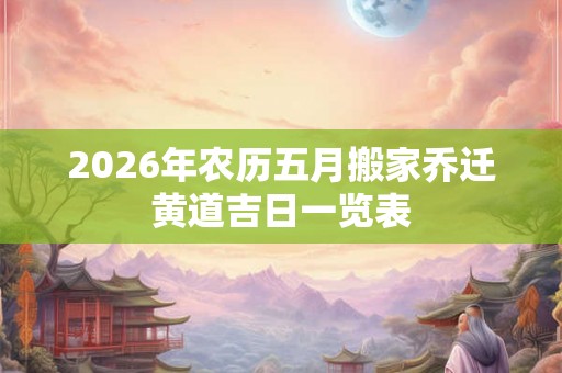 2026年农历五月搬家乔迁黄道吉日一览表 2026年农历五月搬家乔迁黄道吉日一览表