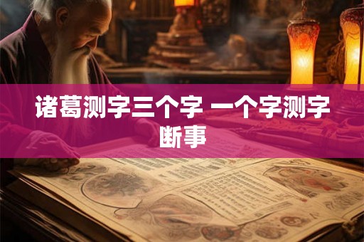 诸葛测字三个字 一个字测字断事