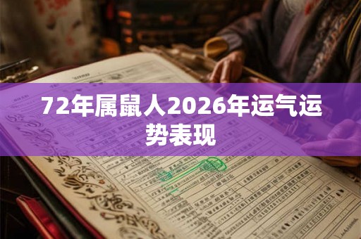 72年属鼠人2026年运气运势表现