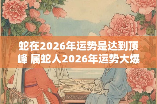 蛇在2026年运势是达到顶峰 属蛇人2026年运势大爆发