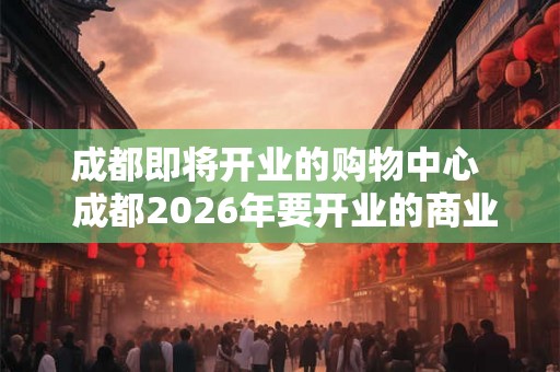 成都即将开业的购物中心 成都2026年要开业的商业购物中心 成都即将开业的购物中心 成都2026年要开业的商业购物中心