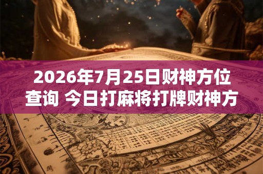 2026年7月25日财神方位查询 今日打麻将打牌财神方位