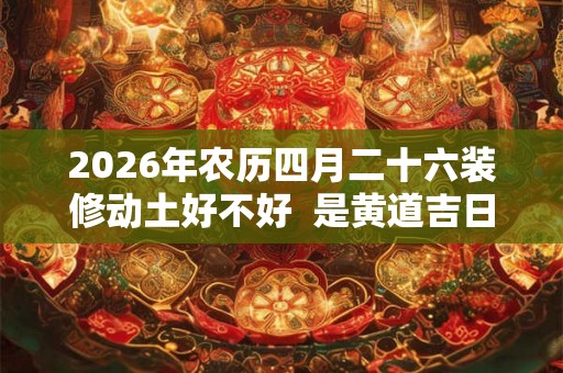 2026年农历四月二十六装修动土好不好  是黄道吉日吗