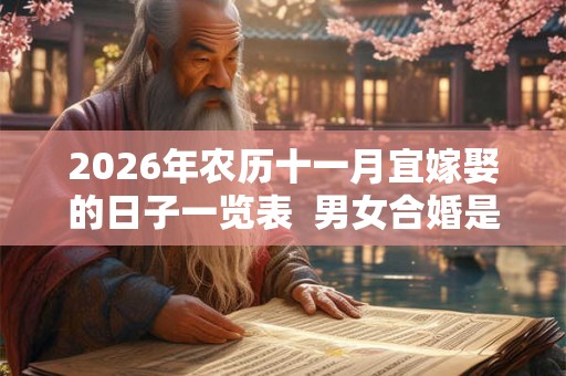 2026年农历十一月宜嫁娶的日子一览表  男女合婚是什么意思