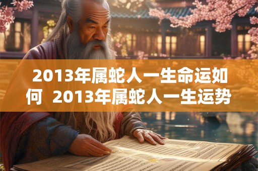 2013年属蛇人一生命运如何  2013年属蛇人一生运势
