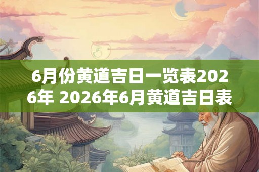 6月份黄道吉日一览表2026年 2026年6月黄道吉日表