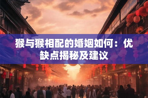 猴与猴相配的婚姻如何：优缺点揭秘及建议