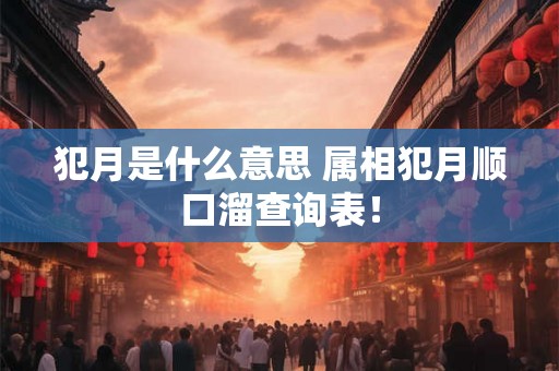 犯月是什么意思 属相犯月顺口溜查询表！