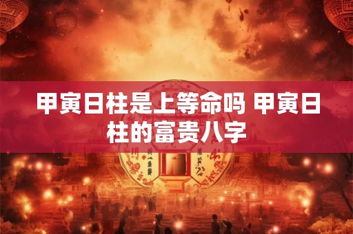 甲寅日柱是上等命吗 甲寅日柱的富贵八字