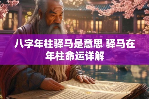八字年柱驿马是意思 驿马在年柱命运详解