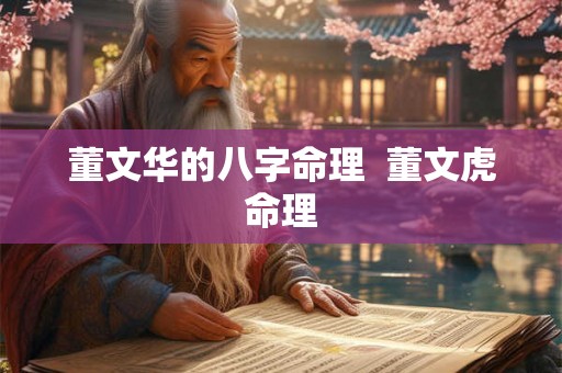 董文华的八字命理  董文虎命理