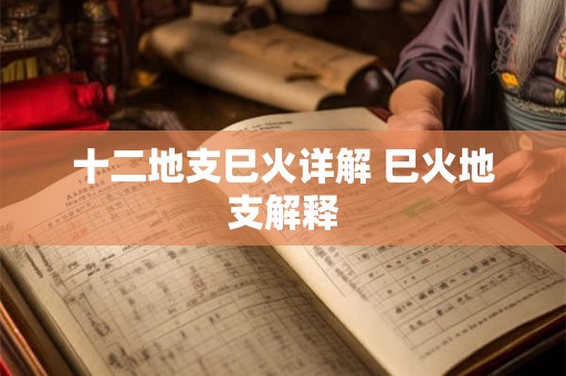 十二地支巳火详解 巳火地支解释