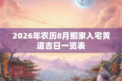 2026年农历8月搬家入宅黄道吉日一览表 2026年农历8月搬家入宅黄道吉日一览表