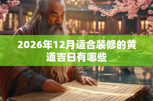 2026年12月适合装修的黄道吉日有哪些 2026年12月适合装修的黄道吉日有哪些
