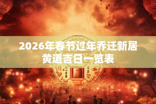 2026年春节过年乔迁新居黄道吉日一览表 2026年春节过年乔迁新居黄道吉日一览表