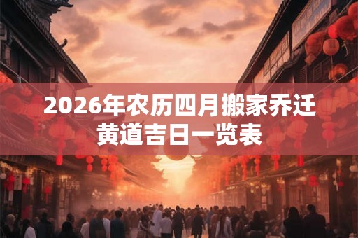 2026年农历四月搬家乔迁黄道吉日一览表 2026年农历四月搬家乔迁黄道吉日一览表