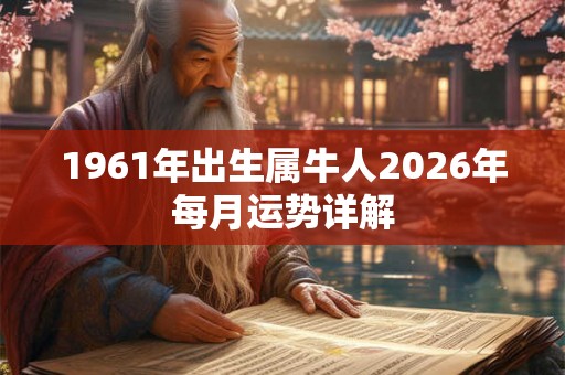 1961年出生属牛人2026年每月运势详解