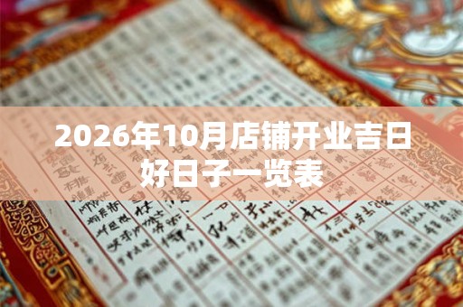 2026年10月店铺开业吉日好日子一览表