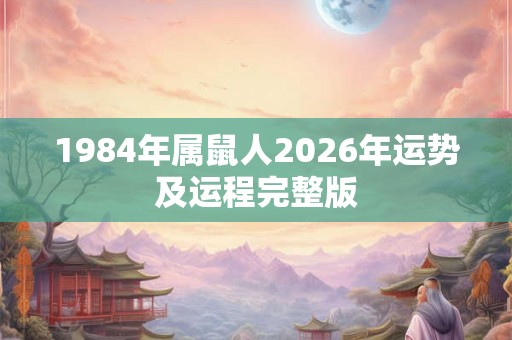 1984年属鼠人2026年运势及运程完整版 1984年属鼠人2026年运势及运程完整版