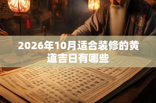 2026年10月适合装修的黄道吉日有哪些