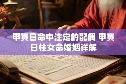 甲寅日命中注定的配偶 甲寅日柱女命婚姻详解