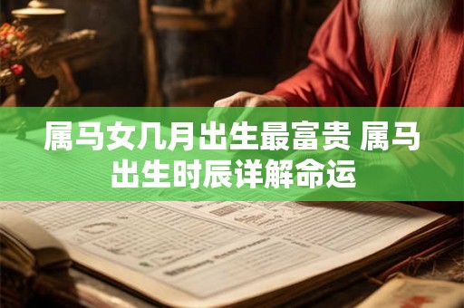 属马女几月出生最富贵 属马出生时辰详解命运 属马女几月出生最富贵 属马出生时辰详解命运