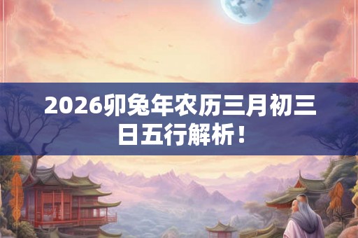 2026卯兔年农历三月初三日五行解析! 2026卯兔年农历三月初三日五行解析!