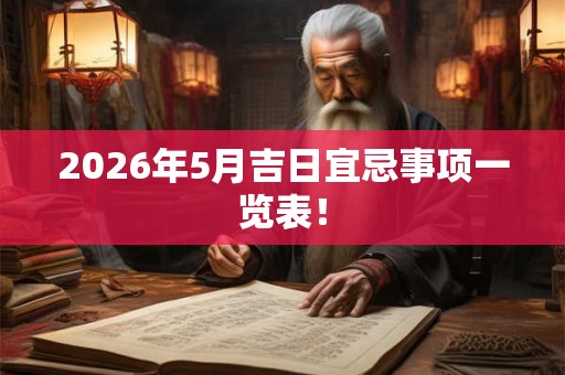 2026年5月吉日宜忌事项一览表! 2026年5月吉日宜忌事项一览表!