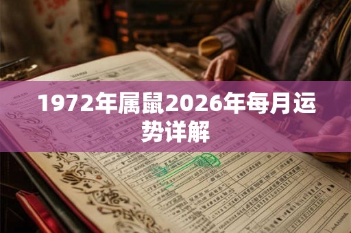 1972年属鼠2026年每月运势详解