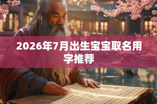 2026年7月出生宝宝取名用字推荐 2026年7月出生宝宝取名用字推荐