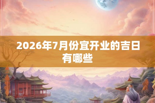 2026年7月份宜开业的吉日有哪些