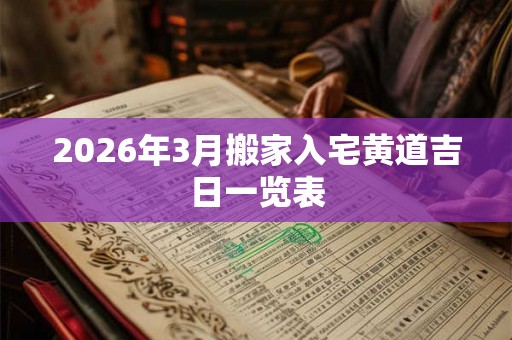 2026年3月搬家入宅黄道吉日一览表