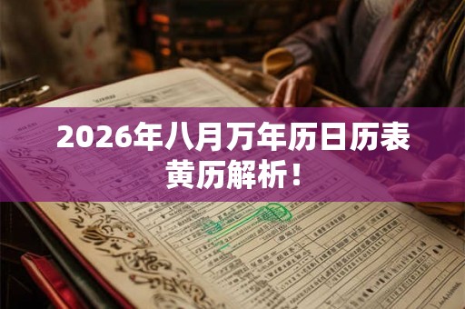 2026年八月万年历日历表黄历解析! 2026年八月万年历日历表黄历解析!