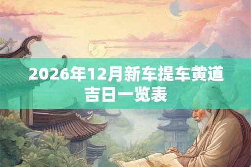 2026年12月新车提车黄道吉日一览表