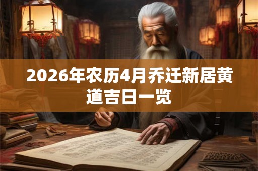 2026年农历4月乔迁新居黄道吉日一览