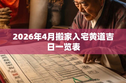2026年4月搬家入宅黄道吉日一览表 2026年4月搬家入宅黄道吉日一览表
