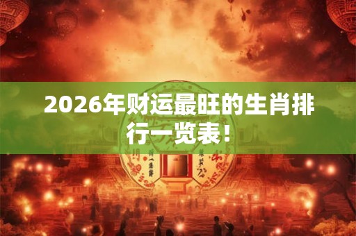 2026年财运最旺的生肖排行一览表! 2026年财运最旺的生肖排行一览表!