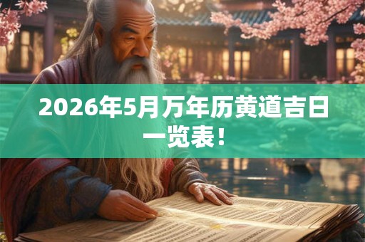 2026年5月万年历黄道吉日一览表! 2026年5月万年历黄道吉日一览表!
