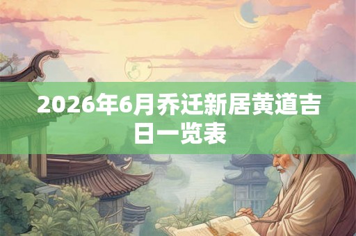 2026年6月乔迁新居黄道吉日一览表 2026年6月乔迁新居黄道吉日一览表