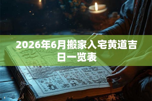2026年6月搬家入宅黄道吉日一览表 2026年6月搬家入宅黄道吉日一览表