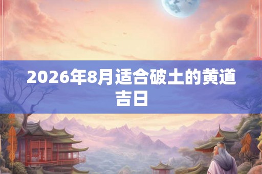 2026年8月适合破土的黄道吉日 2026年8月适合破土的黄道吉日