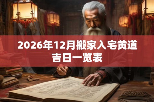 2026年12月搬家入宅黄道吉日一览表 2026年12月搬家入宅黄道吉日一览表