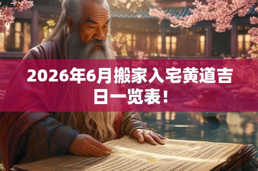 2026年6月搬家入宅黄道吉日一览表！